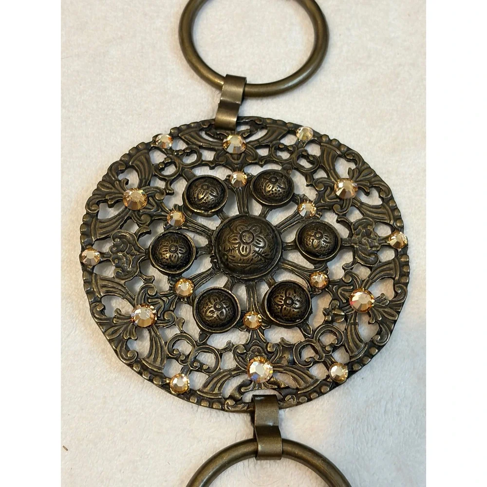 Vintage Made in Italy Ornate Jeweled Medallion Statement Belt 41